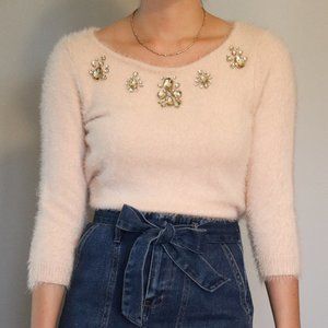 New York & Company | Pink 3/4 Sleeve Fuzzy | 026